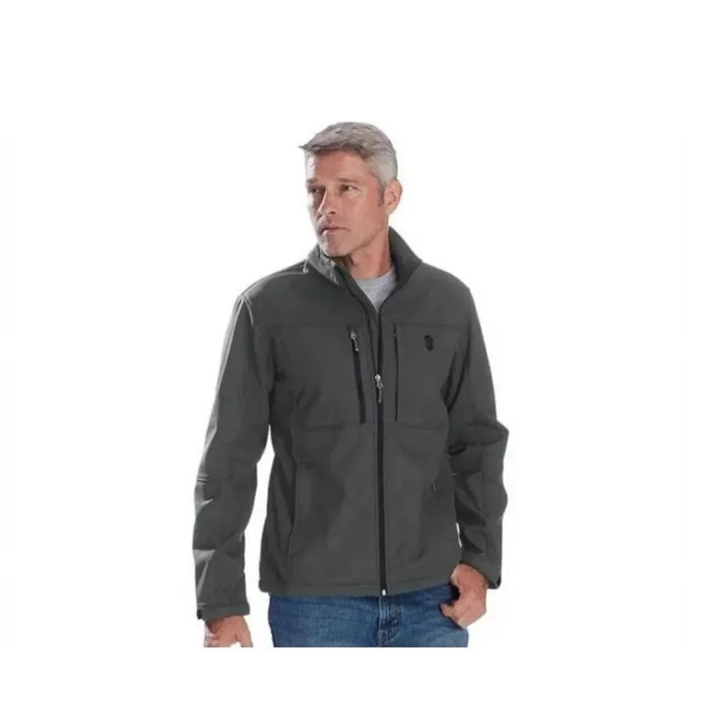 Free Country Men Gray Zip Front Softshell Jacket Size XXL (50-52)